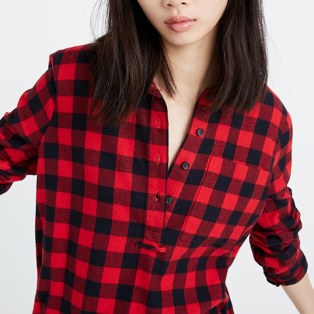 Madewell | Small Flannel Popover Shirt in Buffalo Check
